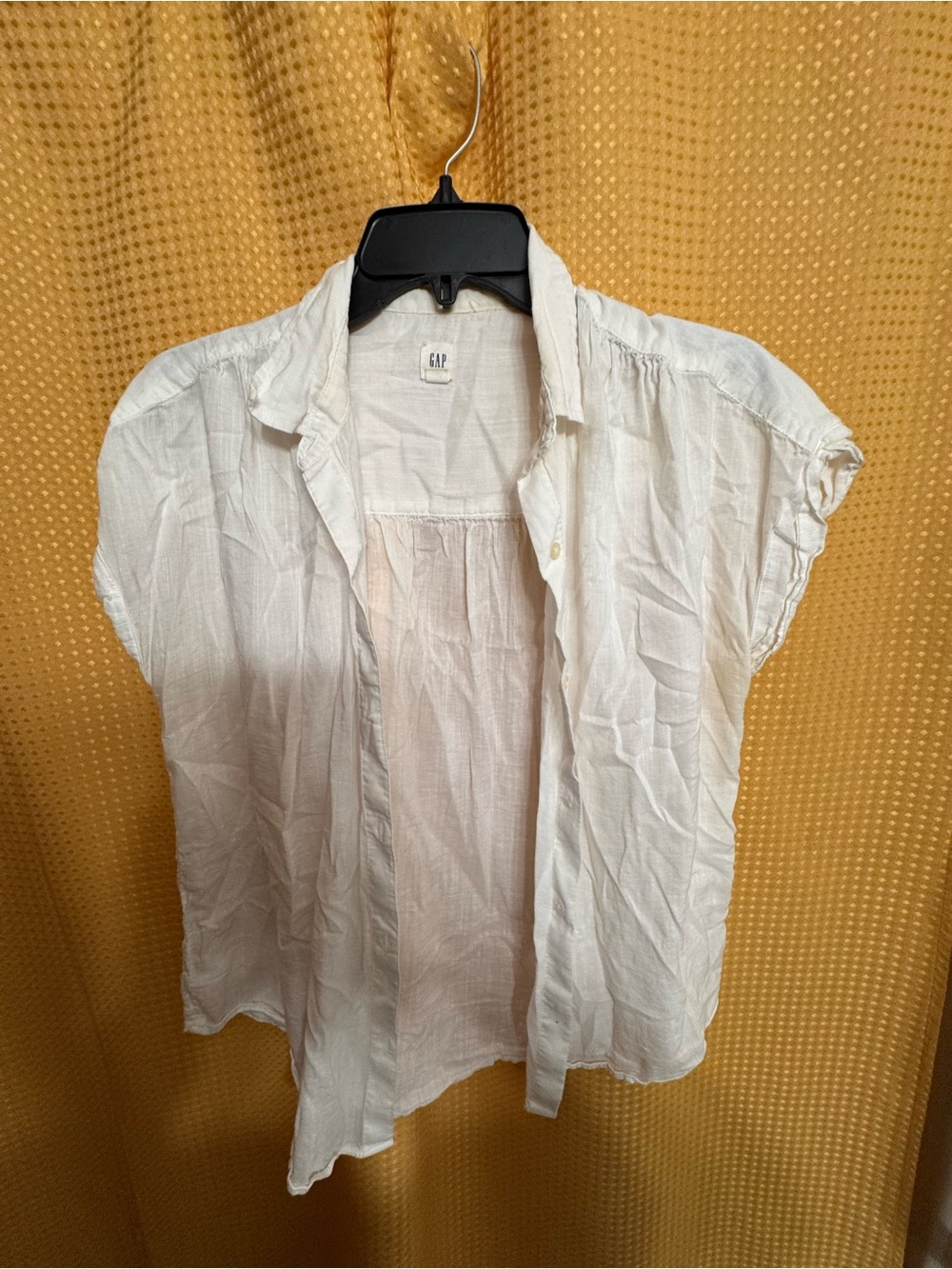 GAP White Short-Sleeve Button Front Blouse